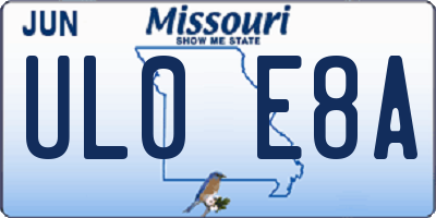 MO license plate UL0E8A