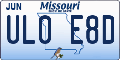 MO license plate UL0E8D
