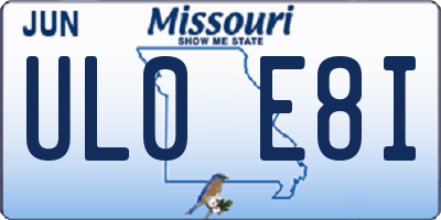 MO license plate UL0E8I