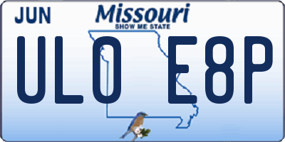 MO license plate UL0E8P