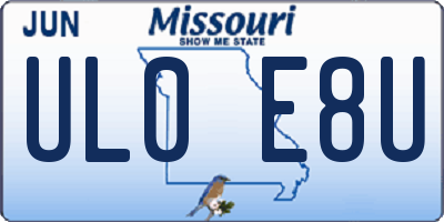 MO license plate UL0E8U