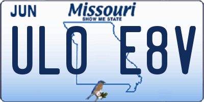 MO license plate UL0E8V
