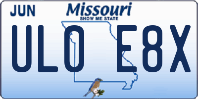 MO license plate UL0E8X