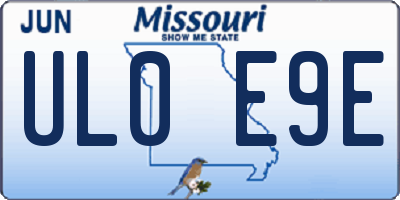MO license plate UL0E9E