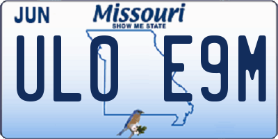 MO license plate UL0E9M