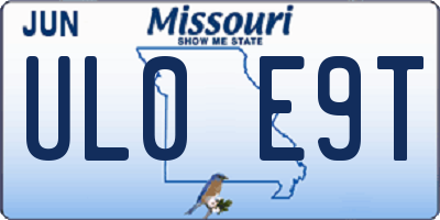 MO license plate UL0E9T