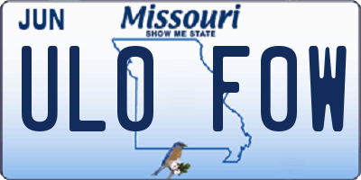 MO license plate UL0F0W