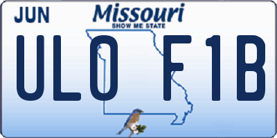 MO license plate UL0F1B