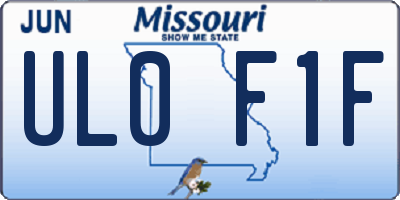 MO license plate UL0F1F