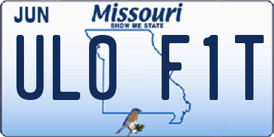 MO license plate UL0F1T