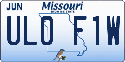 MO license plate UL0F1W