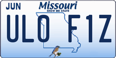 MO license plate UL0F1Z