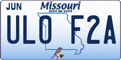 MO license plate UL0F2A