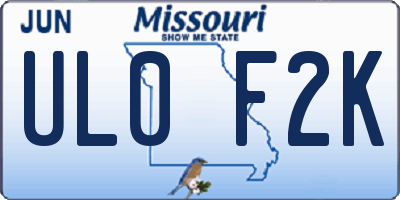 MO license plate UL0F2K