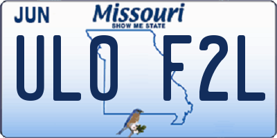 MO license plate UL0F2L