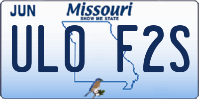 MO license plate UL0F2S