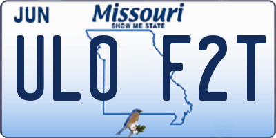 MO license plate UL0F2T