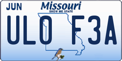 MO license plate UL0F3A