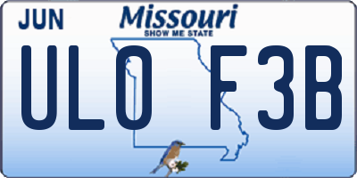 MO license plate UL0F3B