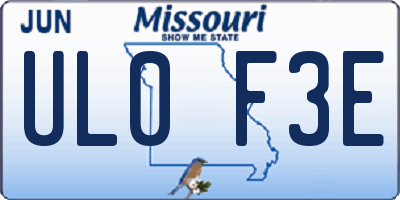 MO license plate UL0F3E