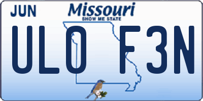 MO license plate UL0F3N