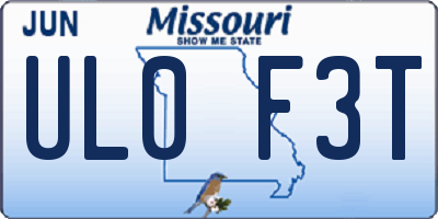 MO license plate UL0F3T