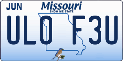 MO license plate UL0F3U
