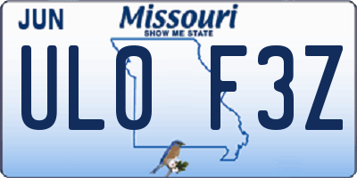 MO license plate UL0F3Z