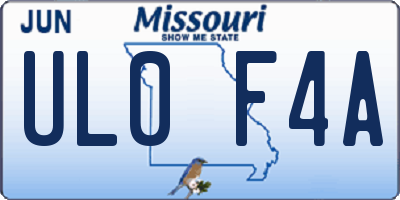 MO license plate UL0F4A