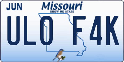 MO license plate UL0F4K