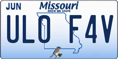 MO license plate UL0F4V