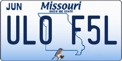 MO license plate UL0F5L