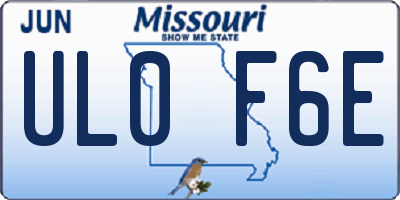 MO license plate UL0F6E