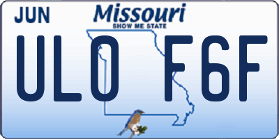MO license plate UL0F6F