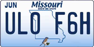 MO license plate UL0F6H