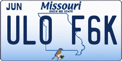 MO license plate UL0F6K