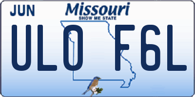 MO license plate UL0F6L