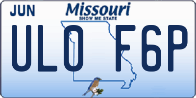 MO license plate UL0F6P