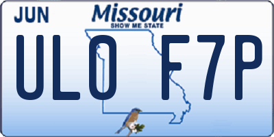 MO license plate UL0F7P