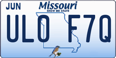 MO license plate UL0F7Q