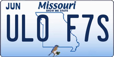 MO license plate UL0F7S
