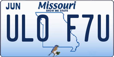 MO license plate UL0F7U
