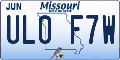 MO license plate UL0F7W