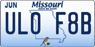 MO license plate UL0F8B