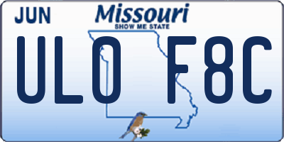 MO license plate UL0F8C