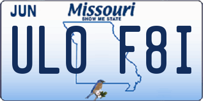 MO license plate UL0F8I