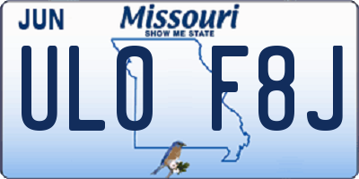 MO license plate UL0F8J