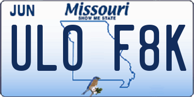 MO license plate UL0F8K
