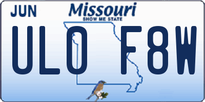 MO license plate UL0F8W