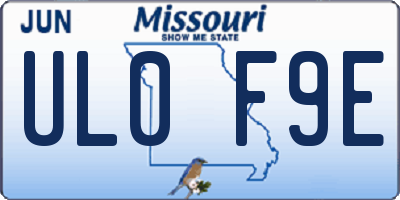 MO license plate UL0F9E